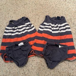 Twin orange and navy dress sets
